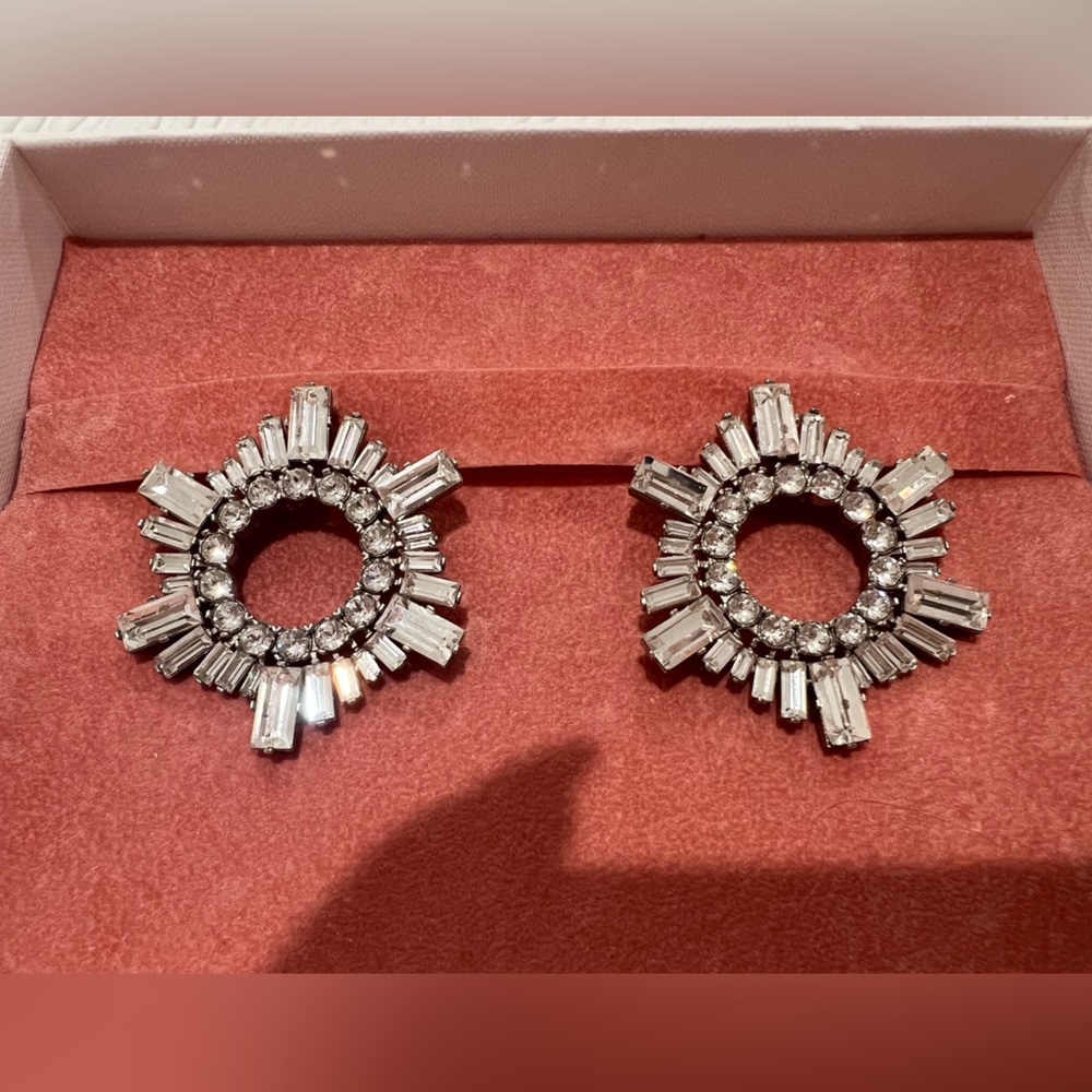 Amina Muaddi Begum Mini Crystal Embellished Earrings BNWT PRICE IS FIRM
